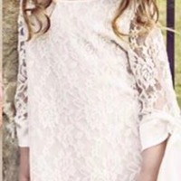 Pretty Little Lace Cream Dress - Thumbnail 2