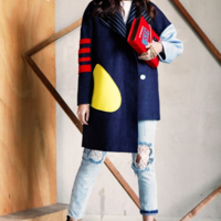 IRREGULAR DESIGN MATCHING COLORS WINTER COAT 14FWMN016 - Thumbnail 1