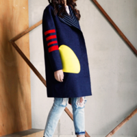 IRREGULAR DESIGN MATCHING COLORS WINTER COAT 14FWMN016 - Thumbnail 3
