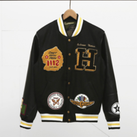 H EXTREME NATURE WOOLEN CAMO BLACK SYNTHETIC LEATHER SLEEVE JACKET - Thumbnail 2