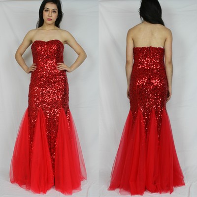 Red sequence all around mermaid prom dress - m/l