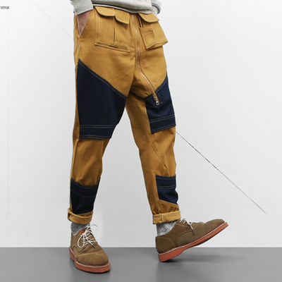 Kleph doraku 3d retro stitched khaki slack pants