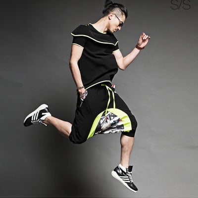 Korean design loose crotch summer short jogger harem pants - Thumbnail 4