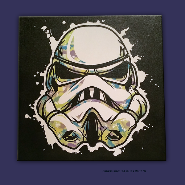 Large Storm Trooper head painted canvas