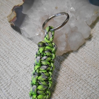 Neon green paracord keychain