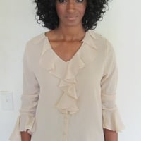 Nude Organza-esque Ruffle Blouse - Thumbnail 1