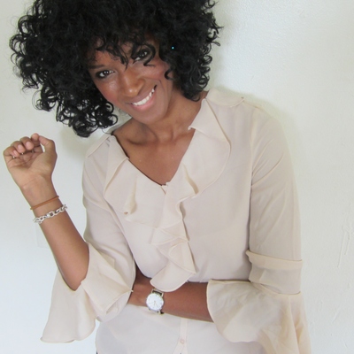 Nude organza-esque ruffle blouse