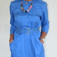 Blue Palette Midi-Length Shift Dress - Thumbnail 1