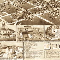 Georgetown, Delaware in 1885 - Bird's Eye View, Aerial, Panorama, Vintage, Antique, Reproduction, Giclée, Fine Art, History, Wall Art - Thumbnail 1