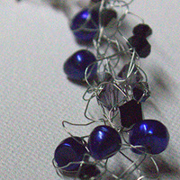 Blue pearl wire crochet necklace - Thumbnail 3