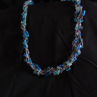 Wire Crochet Sea Glass Bead Necklace - Thumbnail 1