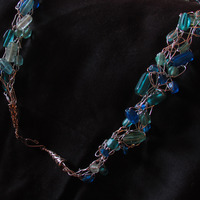 Wire Crochet Sea Glass Bead Necklace - Thumbnail 4