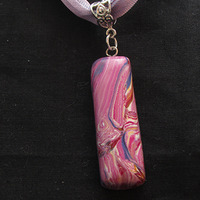 Swirly Pendant Ribbon necklace - Thumbnail 1