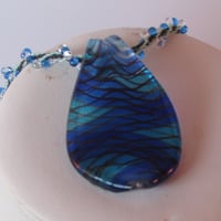Lampwork pendant on kumihimo necklace - Thumbnail 1