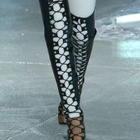 Rodarte Black Embossed Over The Knee Lace Up Boot - Thumbnail 1