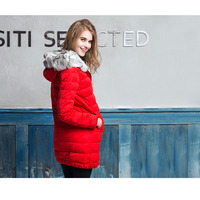 SITI SELECTED RED WOOLEN HOODED WINTER COAT 13DC823 - Thumbnail 1