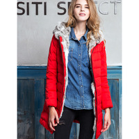 SITI SELECTED RED WOOLEN HOODED WINTER COAT 13DC823 - Thumbnail 3