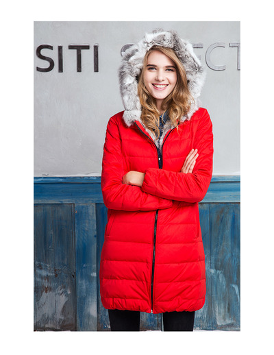SITI SELECTED RED WOOLEN HOODED WINTER COAT 13DC823