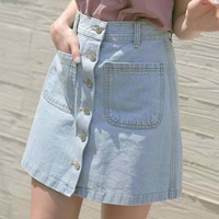 Button-Up Denim Skirt - Thumbnail 2