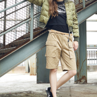 PATCH WORK BADGED CAMO GREEN BASEBALL WINTER JACKET - Thumbnail 4