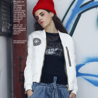 CANDY PINK WHITE SLIM 3D PATCH WORK WINTER COAT - Thumbnail 4