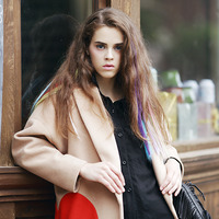 SPECIAL DESIGN CAMEL CASHMERE WOOLEN LONG COAT  - Thumbnail 4