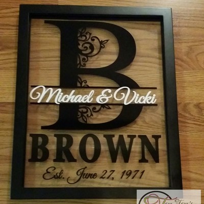 Personalized last name floating frame 11x14