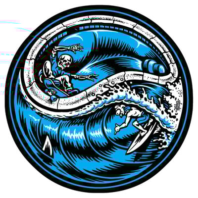 Surf Skate full color shaped vinyl sticker