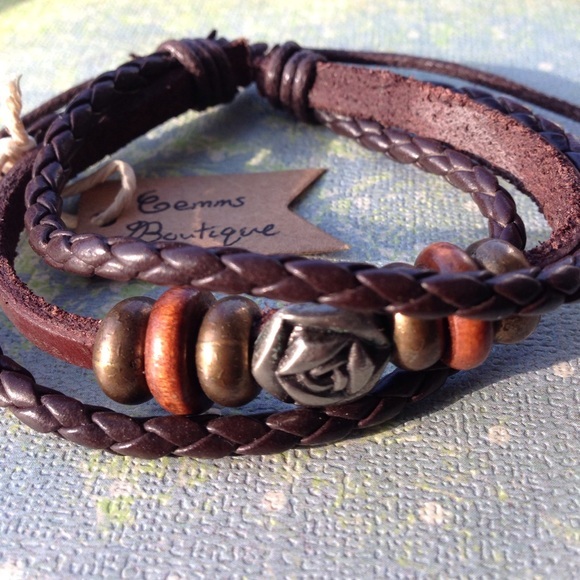 Earthy Rose Leather Stacked Bracelet