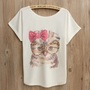 Hipster Cat Printed Batwing Tee-1