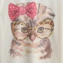 Hipster Cat Printed Batwing Tee-2