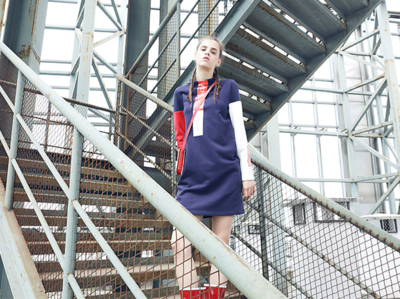 JAPANESE STREET FASHION MIXED COLORS SWEATER DRESS