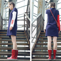 JAPANESE STREET FASHION MIXED COLORS SWEATER DRESS - Thumbnail 2