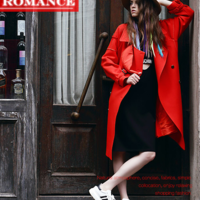 RED DOUBLE BREASTED LAPEL LONG WINTER COAT - Thumbnail 2