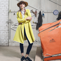 PARIS FASHION BLUISH YELLOW WOOLEN COAT - Thumbnail 3