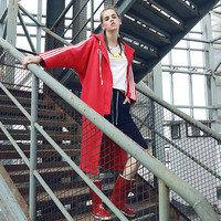 SALE LEETERS PRINTED BAT SLEEVES HOODED CARDIGAN SWEATER COAT - Thumbnail 1