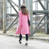 BABY PINK WOOLEN SUIT COLLAR WINTER COAT - Thumbnail 3