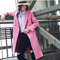 BABY PINK WOOLEN SUIT COLLAR WINTER COAT - Thumbnail 4