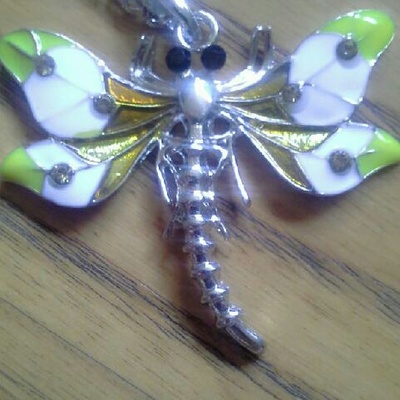 Enamel & crystal yellow dragonfly necklace