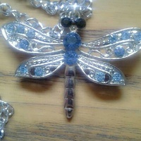 Blue Rhinestone & Crystal Dragonfly Necklace - Thumbnail 1