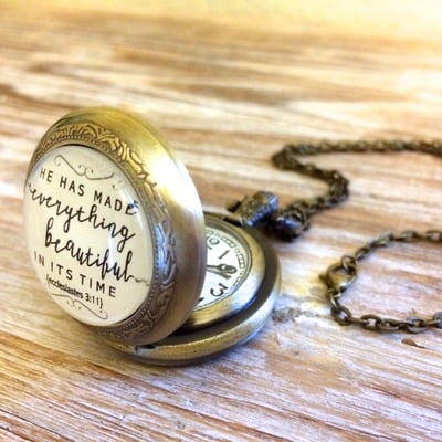 Ecclesiastes 3:11 pocket watch necklace - Thumbnail 2