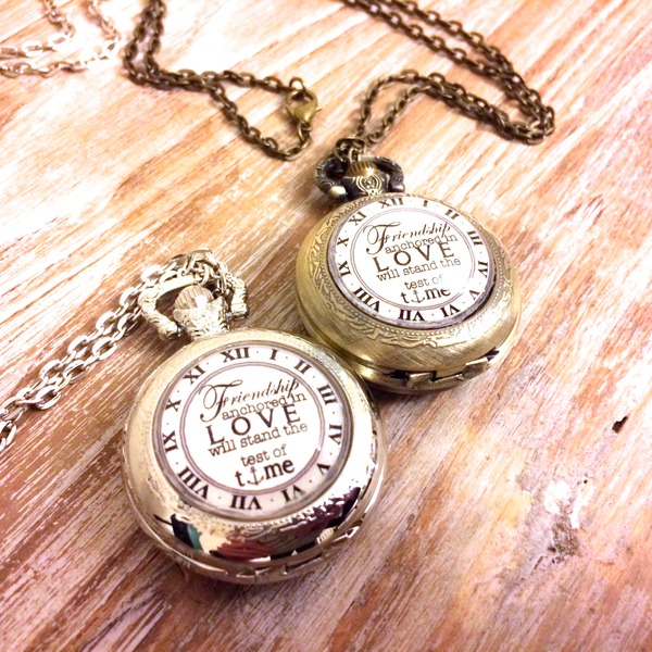 Friendship Anchored Pocket Watch Necklace
