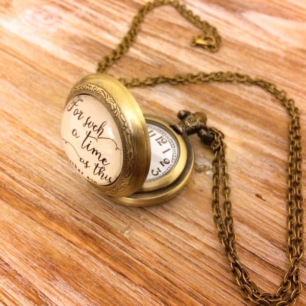 Esther 4:14 Pocket Watch Necklace