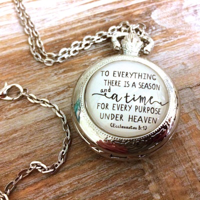 Ecclesiastes 3:1 pocket watch necklace - Thumbnail 5