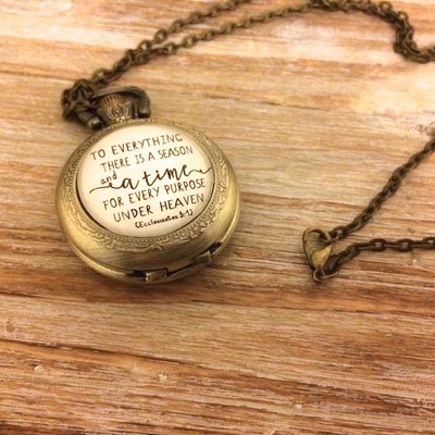 Ecclesiastes 3:1 pocket watch necklace