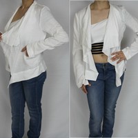 White Linen Drape Blazer  - Thumbnail 2
