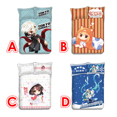 New anime dakimakura japanese bed blanket with two pillow cases