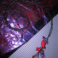 Ultra Long Red & Purple Leopard, Skull, Cross and Bat Necklace - Thumbnail 3