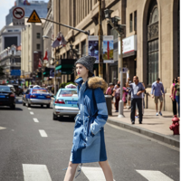 DENIM STITCHED STYLE WOOLEN HOODED WINTER COAT - Thumbnail 4