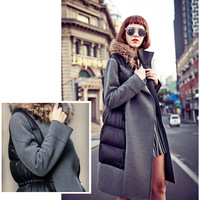 AMERICAN STYLE GRAY WARM COLLAR STITCHED LONG COAT - Thumbnail 4